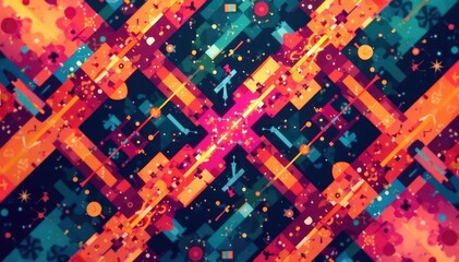 Fototapeta premium Geometric shapes, repeating motif, sharp lines, motif, geometric, texture