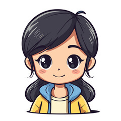 Obraz premium Cute little girl in casual clothes. Vector character illustration on white background.