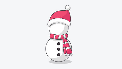 Illustration of a snowman wearing a hat, isolated on a white background, showcasing classic winter character design