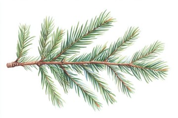 Obraz premium Hand-drawn Watercolor Fir Branch, Perfect for Holiday Designs
