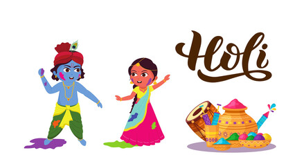 Vibrant illustration of Happy Holi with colorful powders, splashes, and festive elements. Ideal for Indian festival designs, celebration themes, and joyful seasonal greetings.