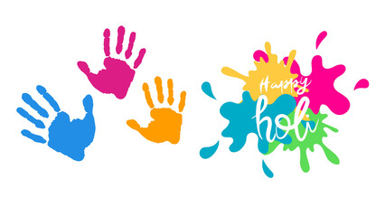 Fototapeta premium Vibrant illustration of Happy Holi with colorful powders, splashes, and festive elements. Ideal for Indian festival designs, celebration themes, and joyful seasonal greetings.