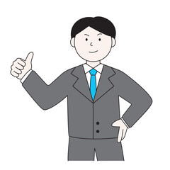 グッドなジェスチャーをするスーツ姿の男性のイラスト