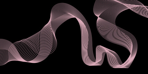 Modern multicolor gradient flowing wave lines, Parallel lines of vibrant color, Stylized line art background, curving and wavy gradient lines against a black background.	