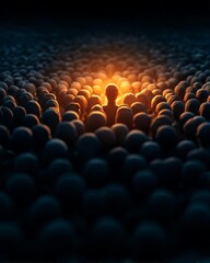 A figure stands out in a crowd, symbolizing individuality and inner strength.