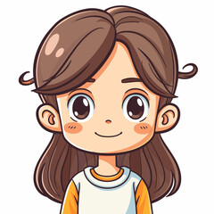 Obraz premium Cute little girl with long curly hair. Vector cartoon illustration.