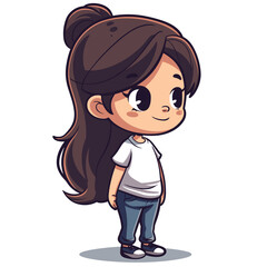 Obraz premium Cute little girl in casual clothes. Vector illustration of a cartoon character.