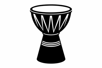 African Djembe Drum Silhouette Vector Illustration
