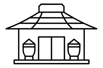 Compact Sake Storehouse Line Art Vector Illustration © mstsokera