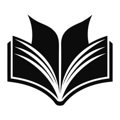 Open book | notebook icon Black Silhouette on transparent background