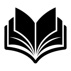 Open book | notebook icon Black Silhouette on transparent background
