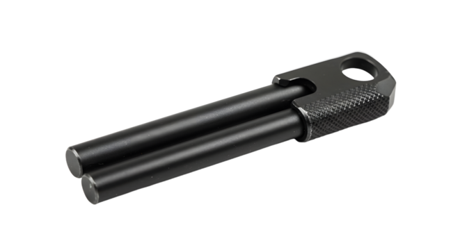 Close-up of a black metal pin with a textured grip, set against a plain background, ideal for industrial or mechanical use