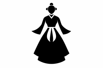 Korean Hanbok Silhouette Vector Illustration