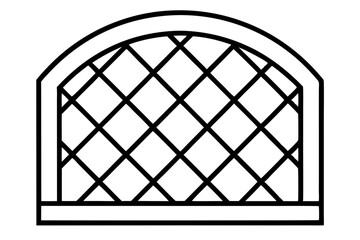 Lattice Window Panel Line Art Vector Illustration