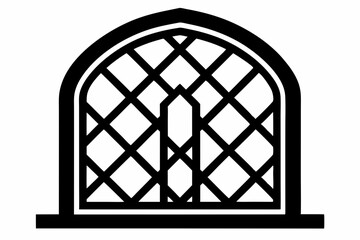 Lattice Window Panel Silhouette Vector Illustration