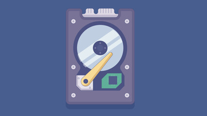 Fototapeta premium Illustration of an open hard disk, showcasing the internal components for IT repair and maintenance, symbolizing technical troubleshooting and data recovery