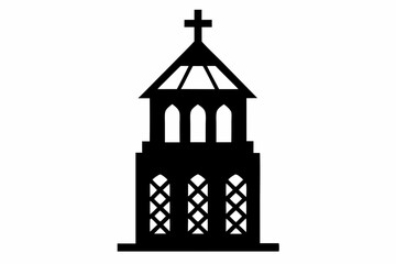 Miniature Bell Tower With Lattice Windows Silhouette Vector Illustration