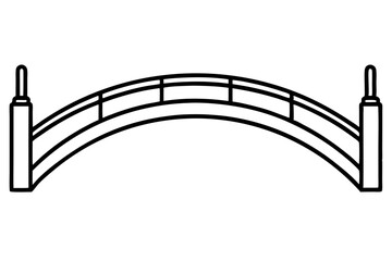 Miniature Curved Bridge Line Art Vector Illustration