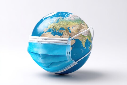 Earth Globe Wearing a Protective Face Mask