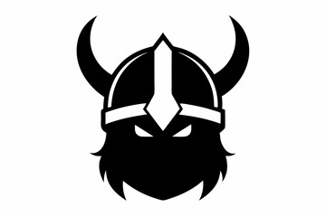 Nordic Viking Helmet Silhouette Vector Illustration