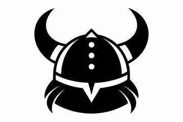 Nordic Viking Helmet Silhouette Vector Illustration