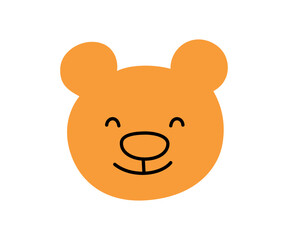 Cute doodle happy bear face icon. Smile laughing bear. Teddy kawaii emoji. Hand drawn animal emoticon. Good mood. Expression teddy head. Vector illustration isolated on white background.