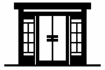 Shoji Sliding Door Silhouette Vector Illustration