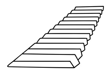 Stone Step Pathway Line Art Vector Illustration