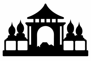 Stone Garden Enclosure Silhouette Vector Illustration