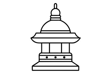 Tibetan Prayer Wheel Line Art Vector Illustration