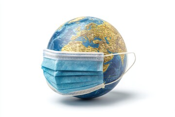 Globe Wearing a Protective Face Mask