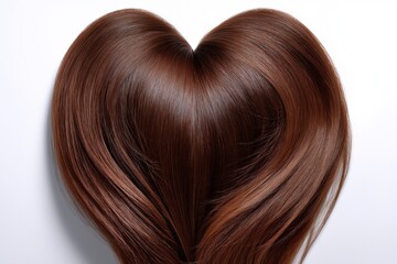 Fototapeta premium A heart made of hair is shown on a white background. The hair is long and brown, and it is styled to look like a heart shape. Concept of beauty and elegance, as well as a feeling of love