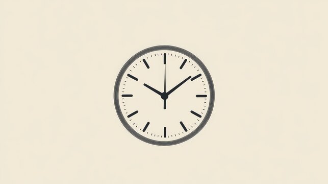 30.A crisp and professional line drawing of a round clock face, featuring minimalistic hands and markers, editable stroke width, and a neutral design for universal appeal.