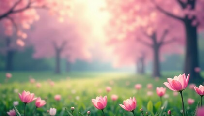 Obraz premium Abstract blurred nature scene, calming pastel hues, pastel, bokeh