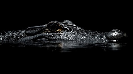 Obraz premium Menacing Alligator Lurking in Murky Waters with Dramatic Lighting