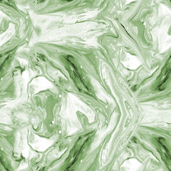 Seamless patern of abstract green fantastic creative hand painted background, brush and marble texture, acrylic painting.
