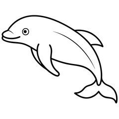 Fototapeta premium Simple Beluga Whale Vector Outline