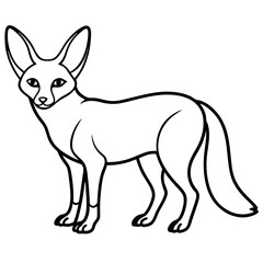 Simple Fennec Fox Continuous Line Vector Illustration