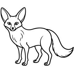 Simple Fennec Fox Continuous Line Vector Illustration