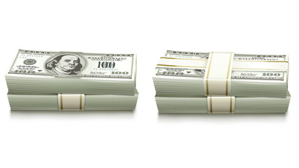 3D design illustration of money packs stacked together, showcasing a neat and organized arrangement of currency bundles 04