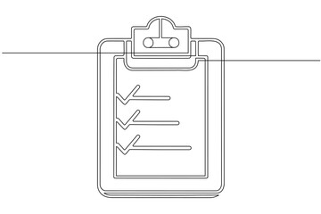 Minimal clipboard illustration using single-line art, clean white background