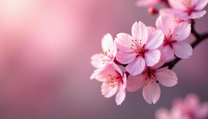 Fototapeta premium Delicate pink sakura blossoms, full bloom, soft focus, japanese, springtime