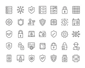 Data Protection Line Icons