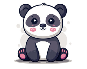 Cute cartoon panda sitting  Vector illustration.
