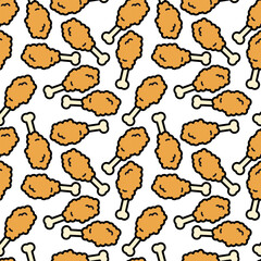 fried chicken seamless pattern background,  fast food background.