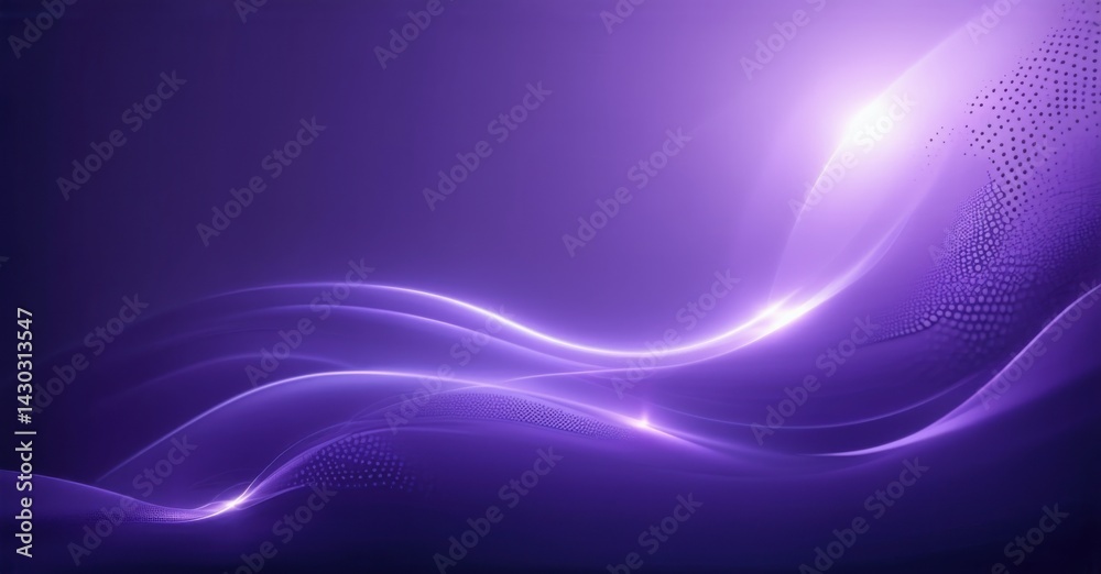 Poster Abstract purple background. Flowing lines create dynamic energy, dotted patterns add texture. Bright light source visible.
