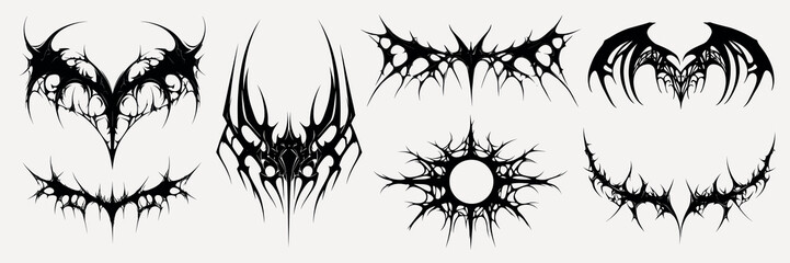 Intricate tribal tattoo designs, element vector set