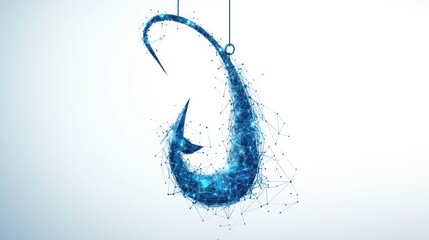 Abstract futuristic fishing hook design representing potential danger and risks