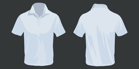 White polo shirt template (front and back) on a dark background. This mockup is used for clothing design, logo printing, or branding.
