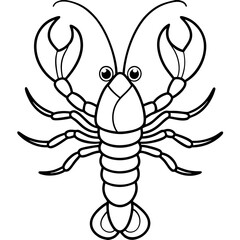 Single Line Lobster Vector Graphic
